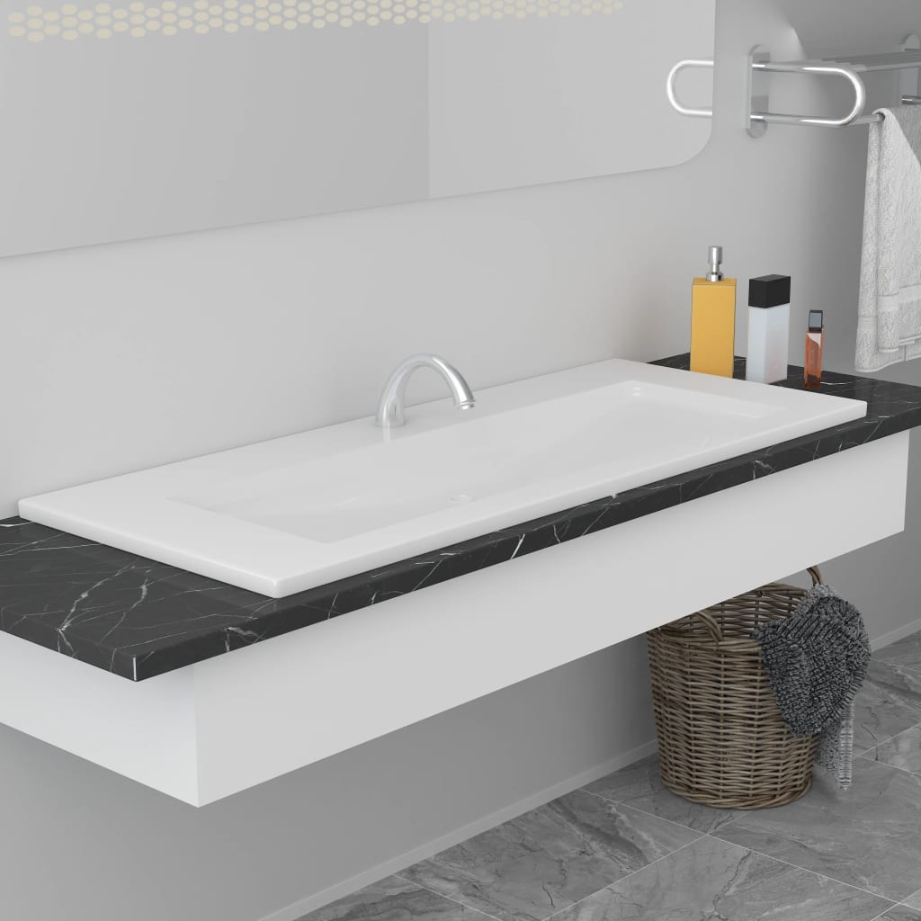 vidaXL Ceramic Built-in Basin 42x39x18 cm White