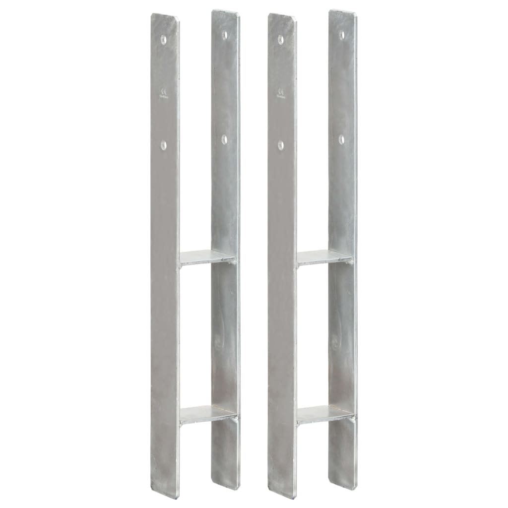 vidaXL Ground Anchors 6 pcs 7x6x60 cm Galvanized Steel Silver-coloured