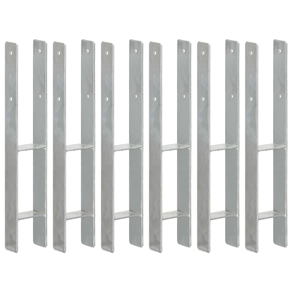 vidaXL Ground Anchors 6 pcs 7x6x60 cm Galvanized Steel Silver-coloured