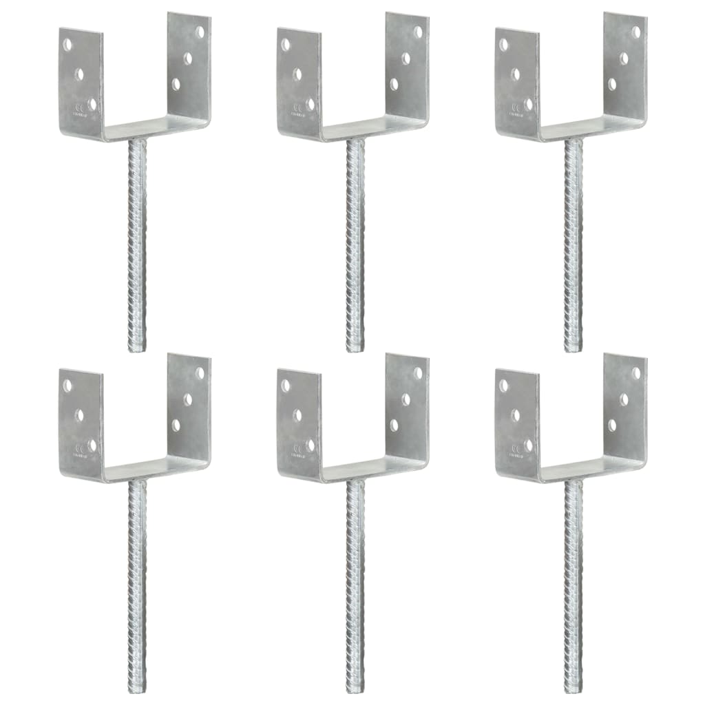 vidaXL Grondankers 6 st 7x6x30 cm gegalvaniseerd staal zilverkleurig