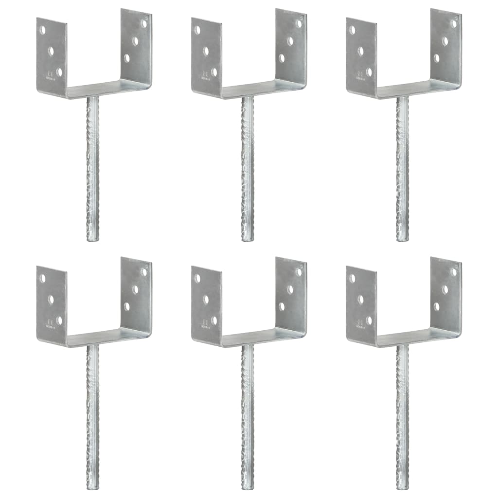 vidaXL Grondankers 6 st 7x6x30 cm gegalvaniseerd staal zilverkleurig