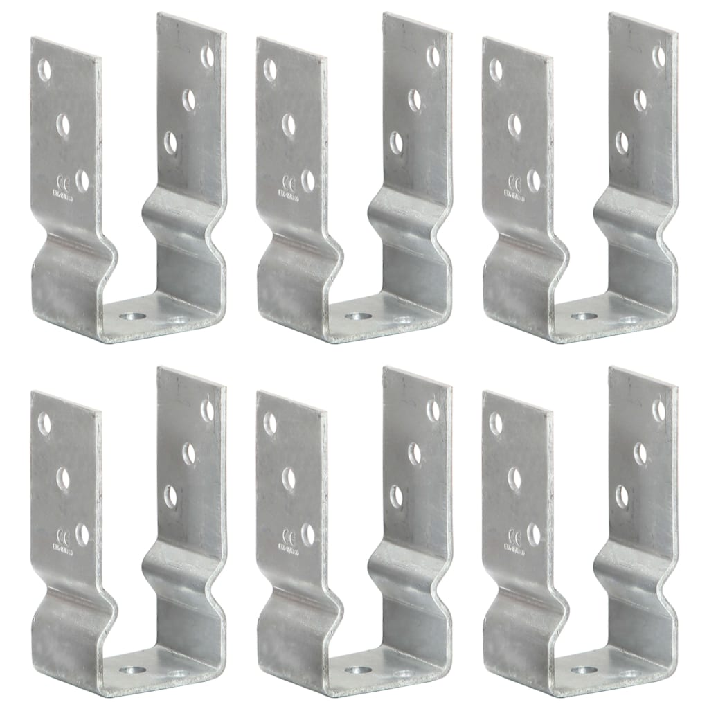 vidaXL Ground Anchors 6 pcs 9x6x15 cm Galvanised Steel Silver-Coloured