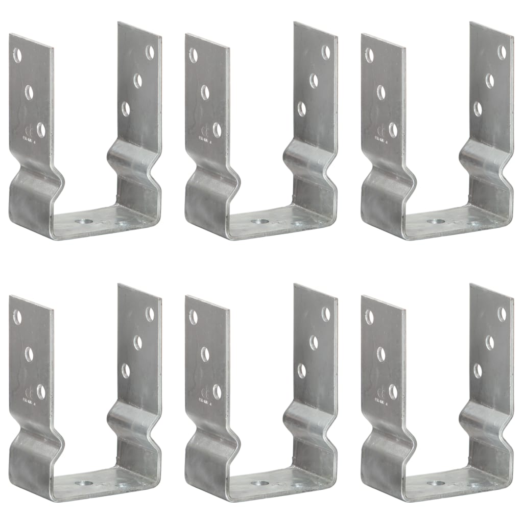 vidaXL Ground Anchors 6 pcs 9x6x15 cm Galvanised Steel Silver-Coloured