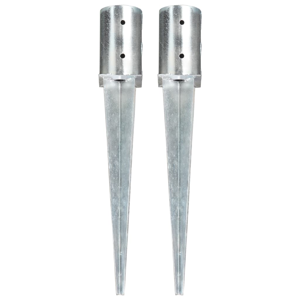 vidaXL Ground Spikes 2 pcs 8x61 cm Galvanized Steel Silver