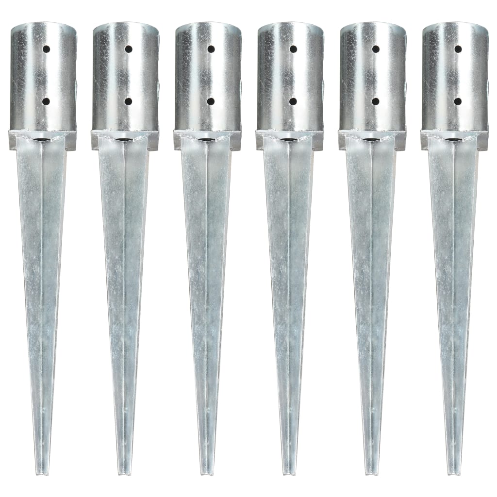 vidaXL Ground Spikes 2 pcs 8x61 cm Galvanized Steel Silver