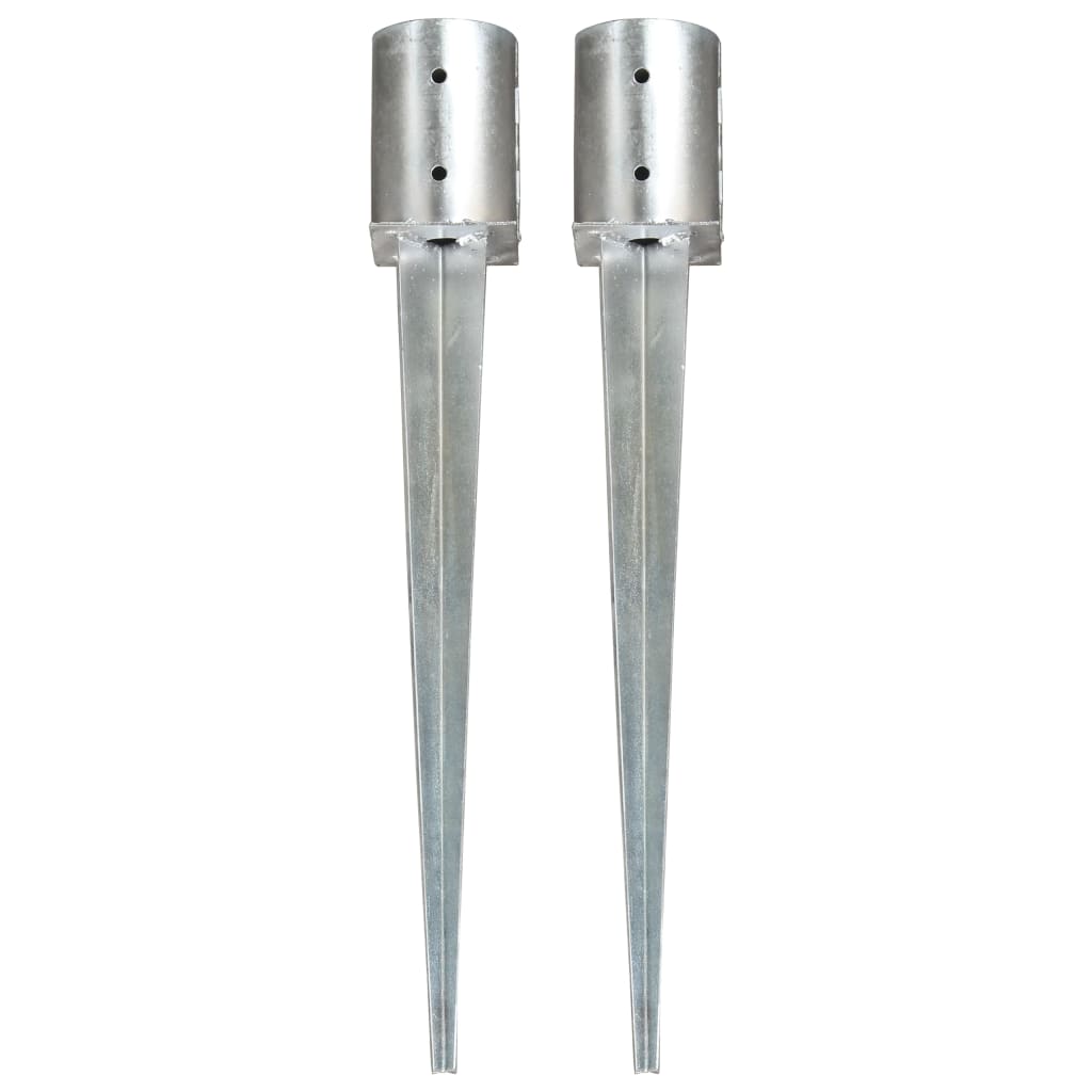 vidaXL Ground Spikes 2 pcs 8x61 cm Galvanized Steel Silver