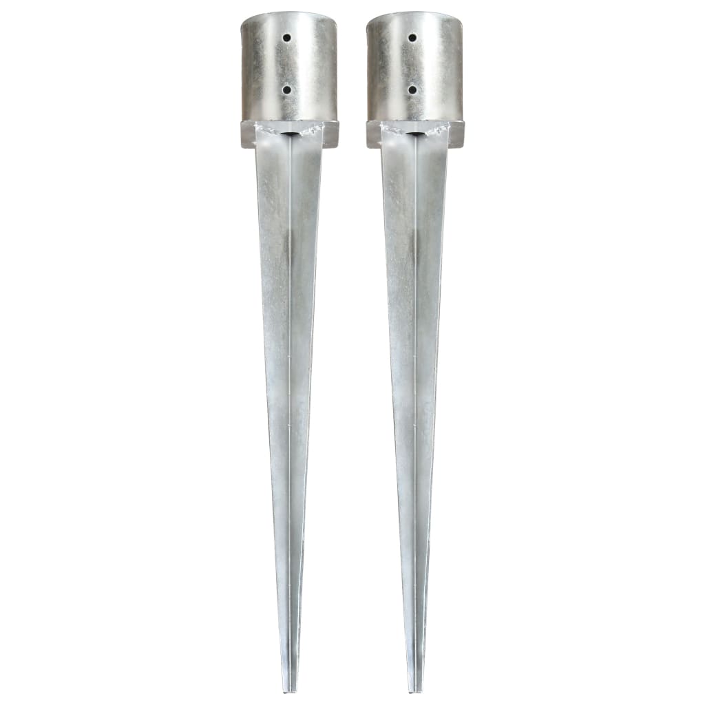 vidaXL Ground Spikes 2 pcs 8x61 cm Galvanized Steel Silver