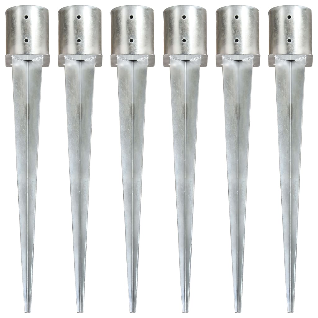 vidaXL Ground Spikes 2 pcs 8x61 cm Galvanized Steel Silver