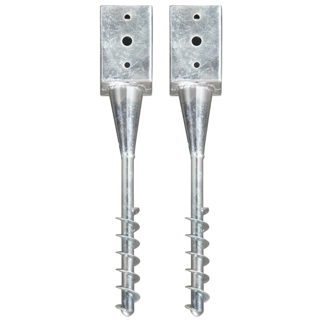 vidaXL Ground Spikes 2 pcs 7x7x56 cm galvanized steel silver-colored