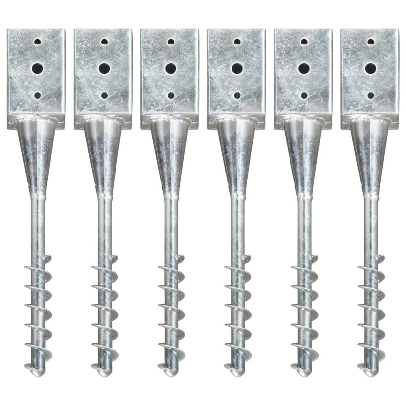 vidaXL Ground Spikes 2 pcs 7x7x56 cm galvanized steel silver-colored