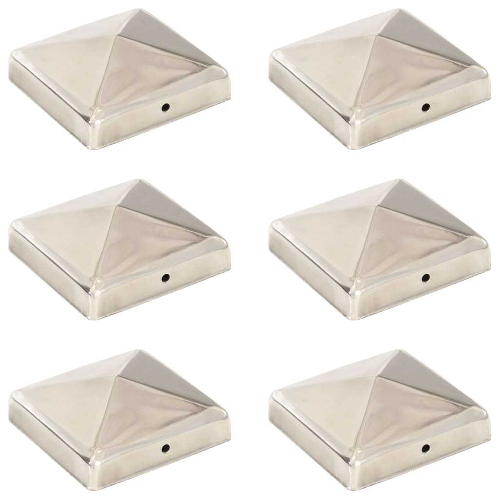 vidaXL Post Caps 6 pcs pyramid 71x71 mm stainless steel