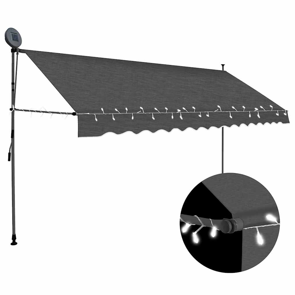 vidaXL Manual Retractable Awning with LED 100 cm Blue and White