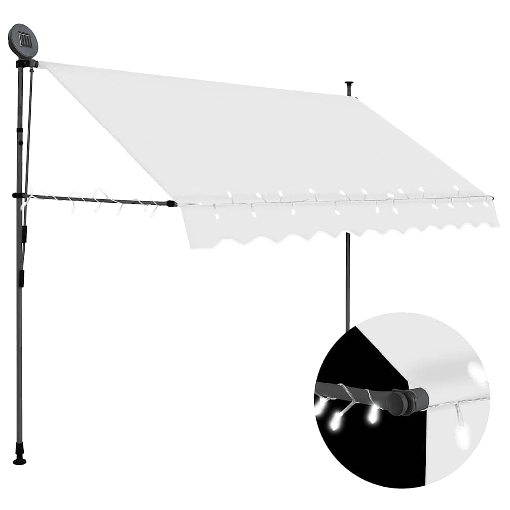 vidaXL Manual Retractable Awning with LED 100 cm Blue and White