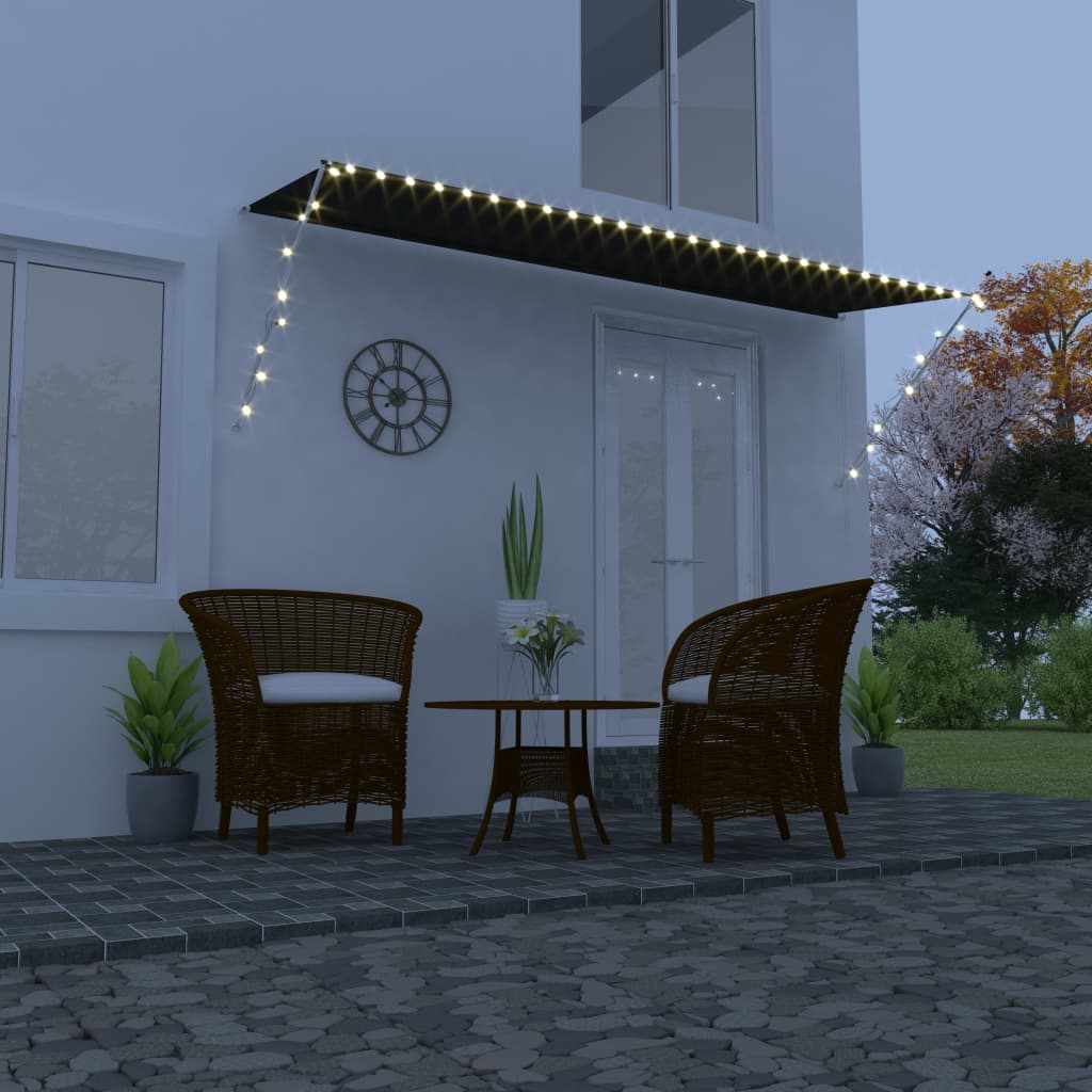 vidaXL Luifel uittrekbaar avec LED 150x150 cm bleu et blanc