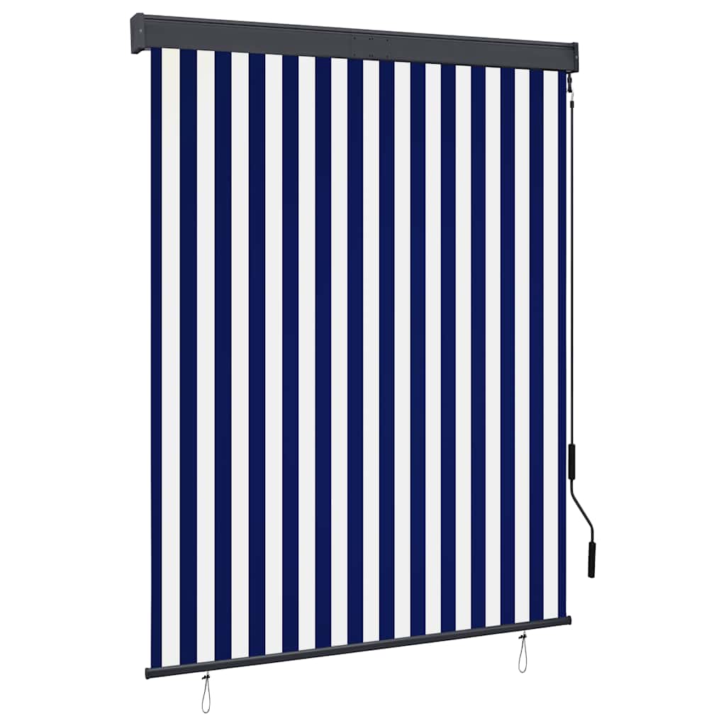 vidaXL Rolgordijn voor buiten 60x250 cm blauw en wit