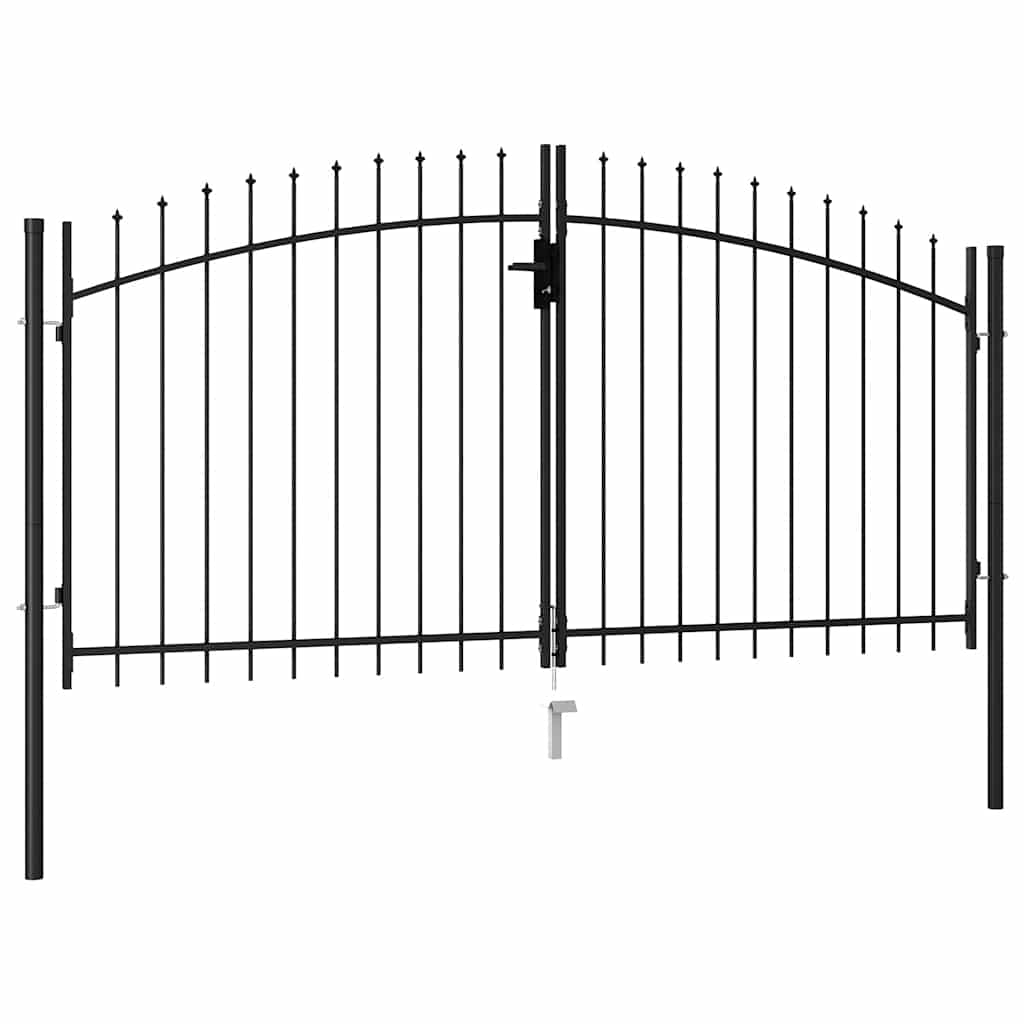 vidaXL Double Gate with Spear Top 299.5x224.5 cm Steel Black