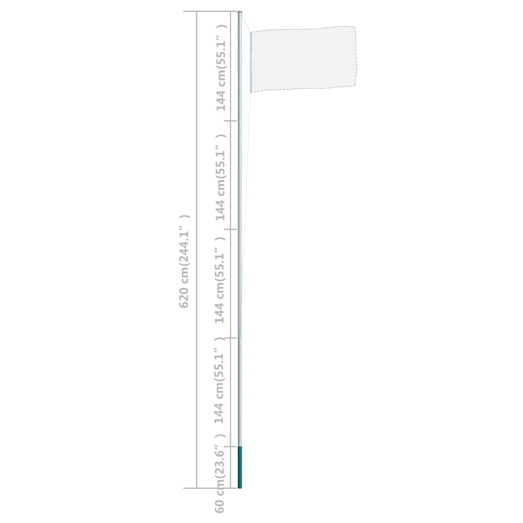 vidaXL Vlaggenmast sectioneel 6,2 m aluminium