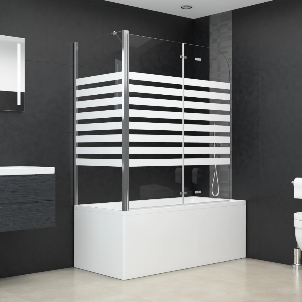 vidaXL Striped Shower Screen 120x68x130 cm Tempered Glass