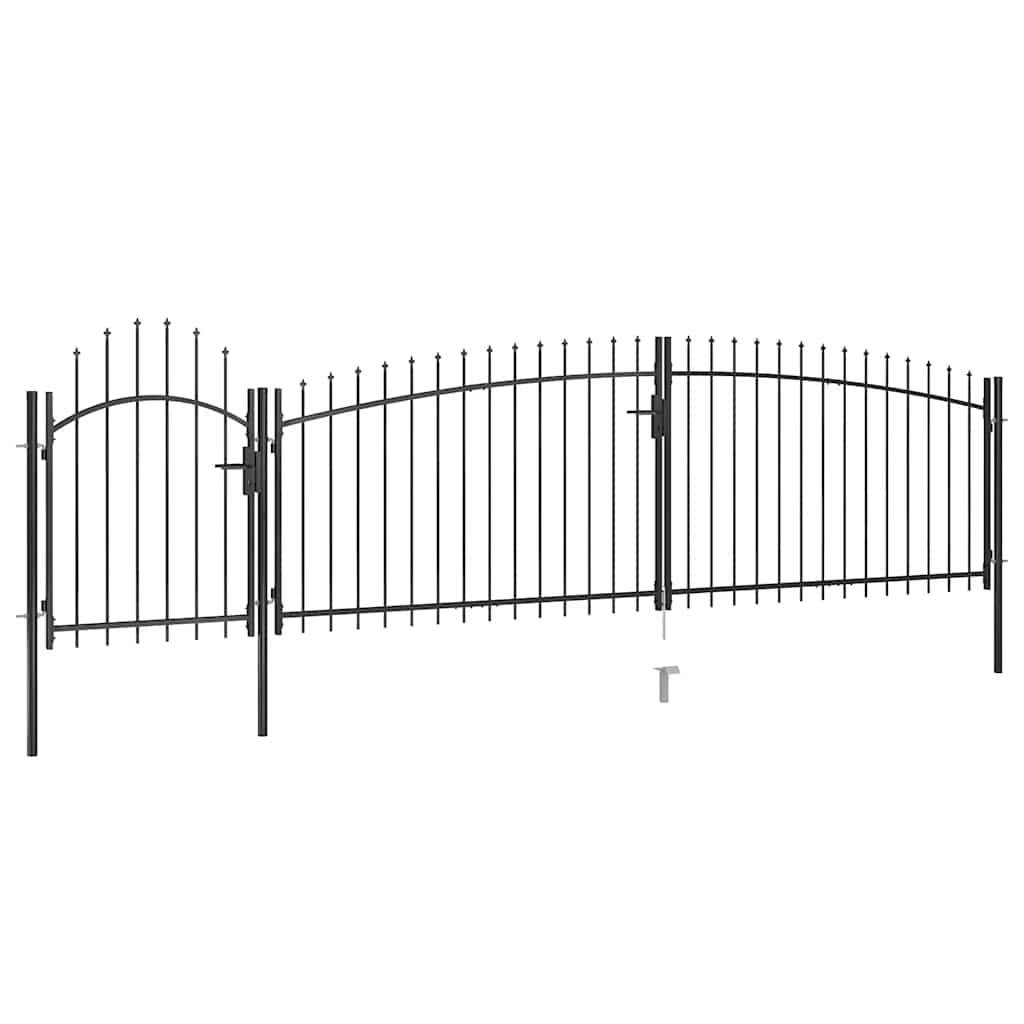 vidaXL Gate with Spear Top 5x1.5 m Black