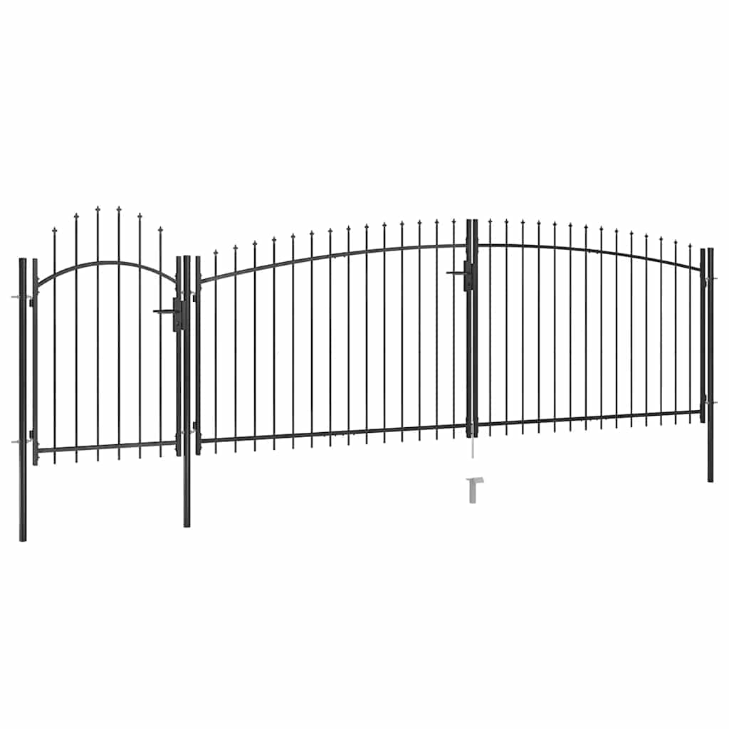 vidaXL Gate with Spear Top 5x1.5 m Black