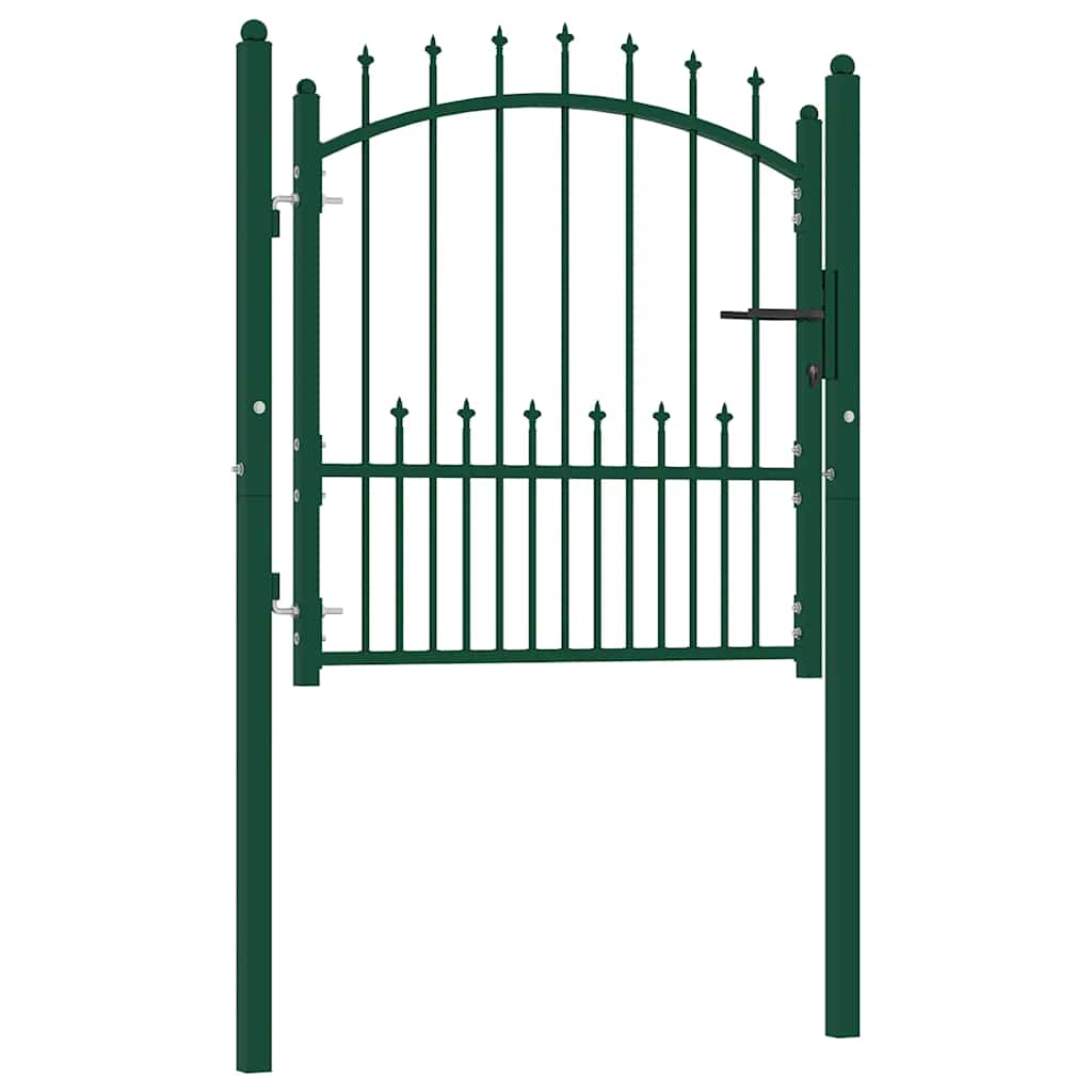 vidaXL Gate with Spear Tops 104x97 cm Steel Green