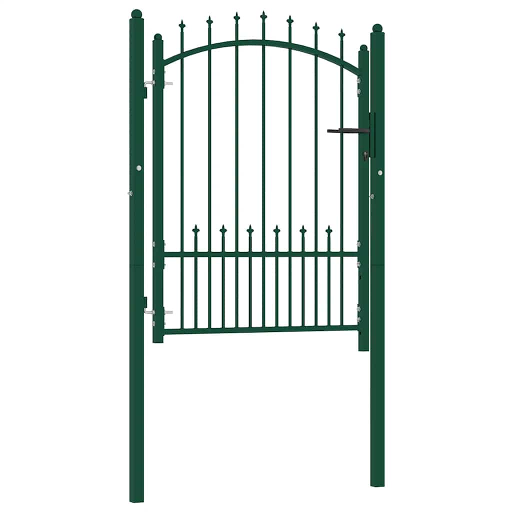 vidaXL Gate with Spear Tops 104x97 cm Steel Green