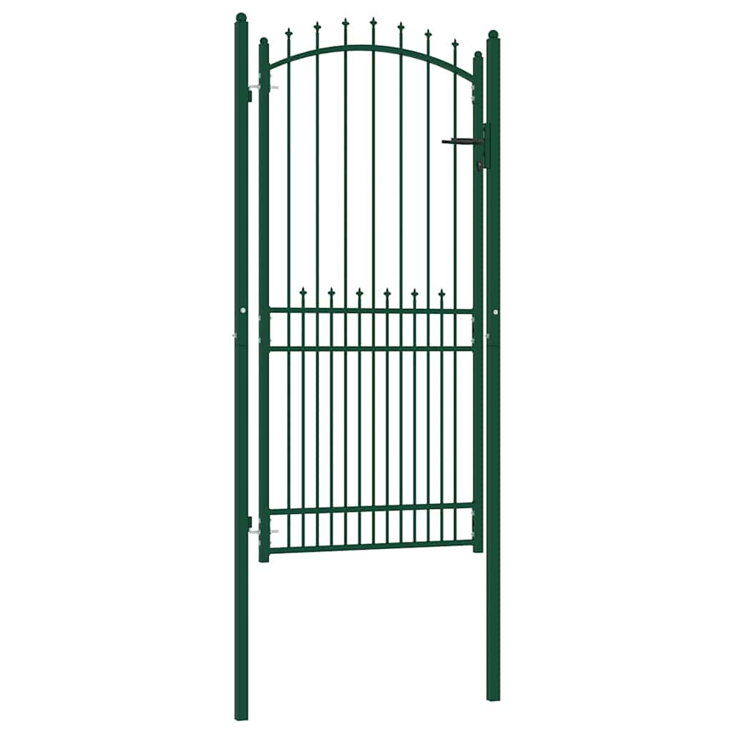 vidaXL Gate with Spear Tops 104x97 cm Steel Green