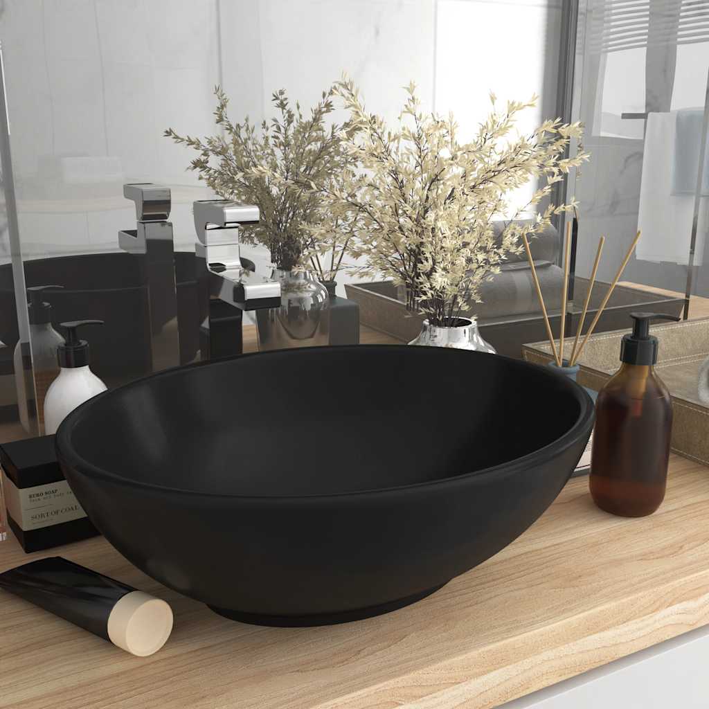 vidaXL Oval Basin 40x33 cm Ceramic Matt White