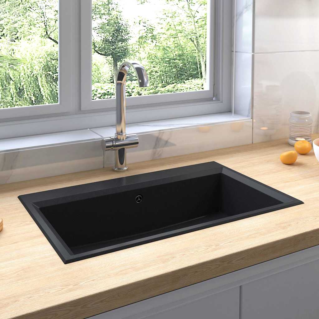 vidaXL Kitchen Sink Black 79 x 50 x 31 cm Quartz and Resin