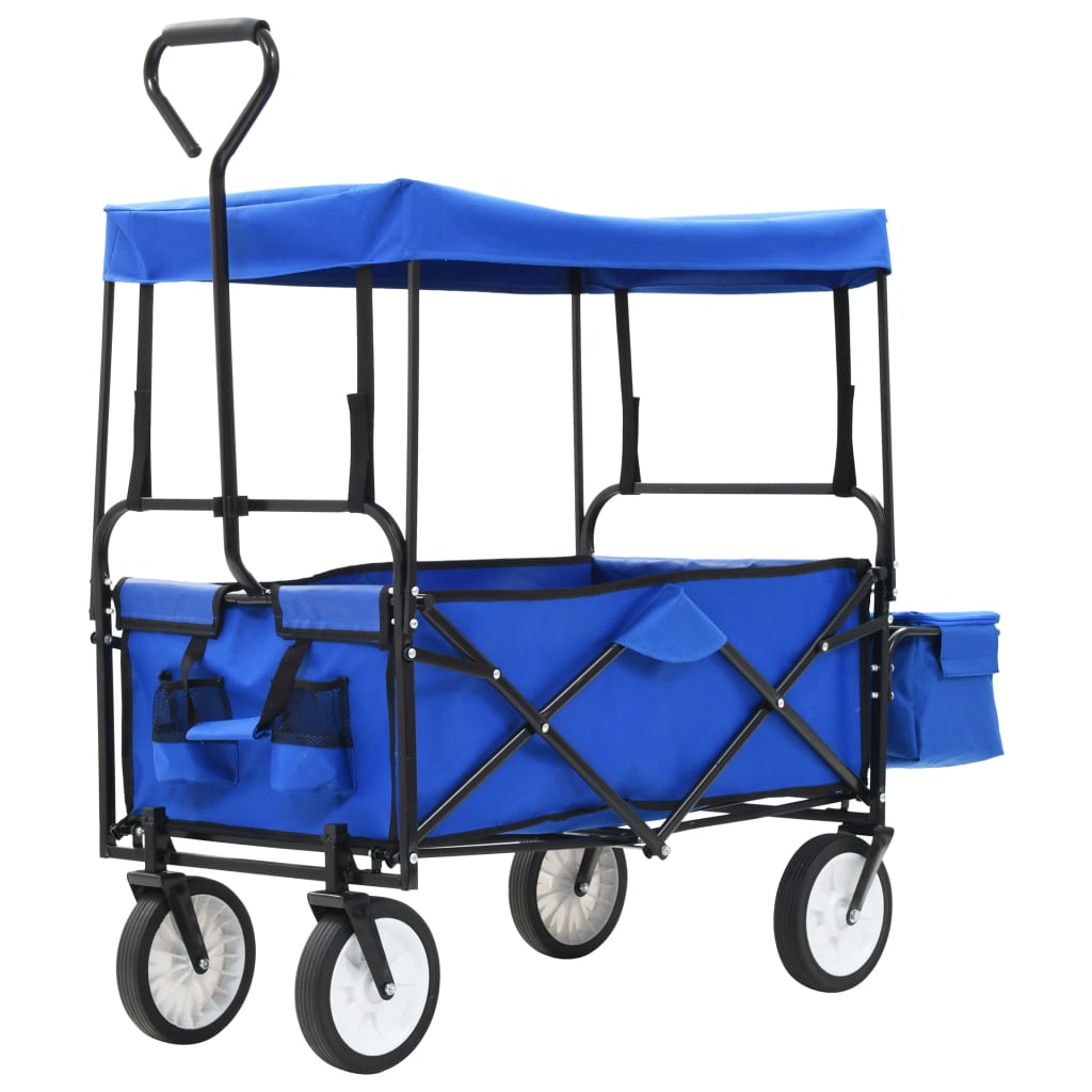vidaXL Collapsible Hand Cart with Canopy Steel Red