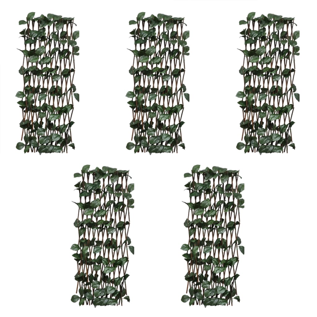 vidaXL Garden Trellis 5 pcs with Artificial Leaves 180x90 cm Willow