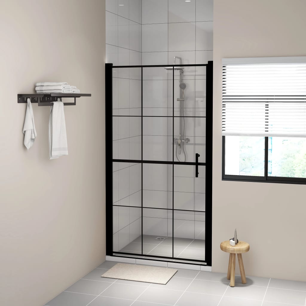 vidaXL Shower Door 81x195 cm Tempered Glass Black