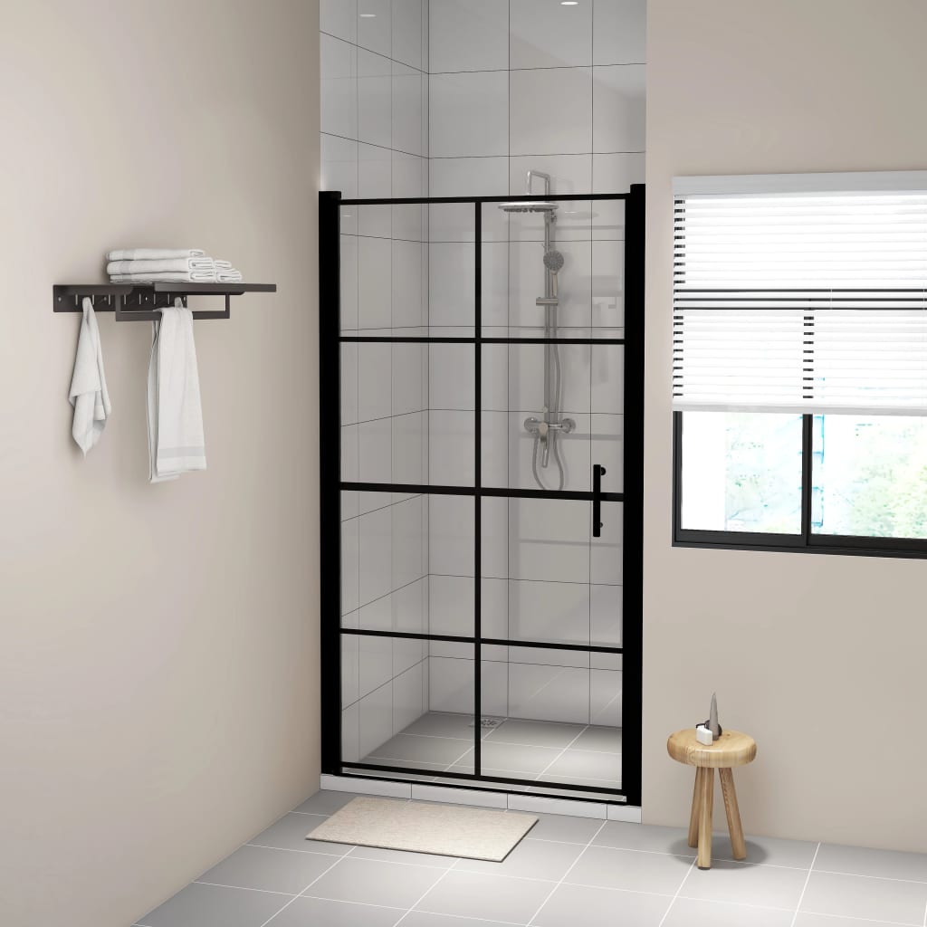 vidaXL Shower Doors 81x195 cm Tempered Glass Black