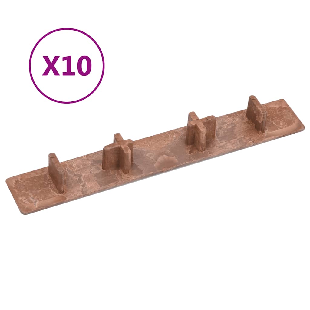 vidaXL Terrace Cover Caps 10 pcs plastic brown