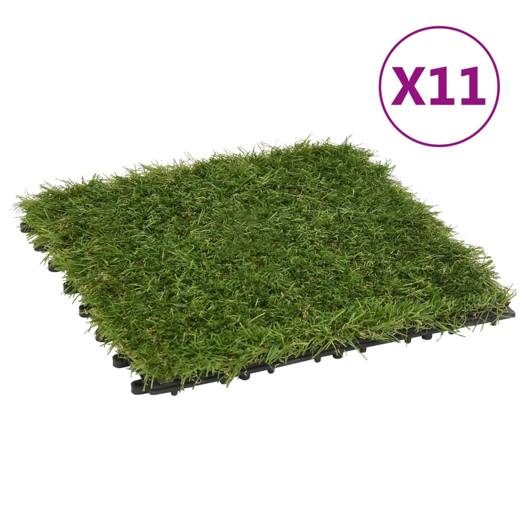 vidaXL Artificial Grass Tiles 11 pcs 30x30 cm green