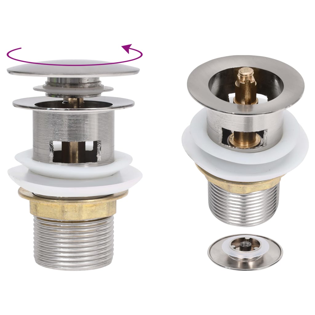 vidaXL Afvoer pop-up met overloop 6,4x6,4x9,1 cm chroomkleurig