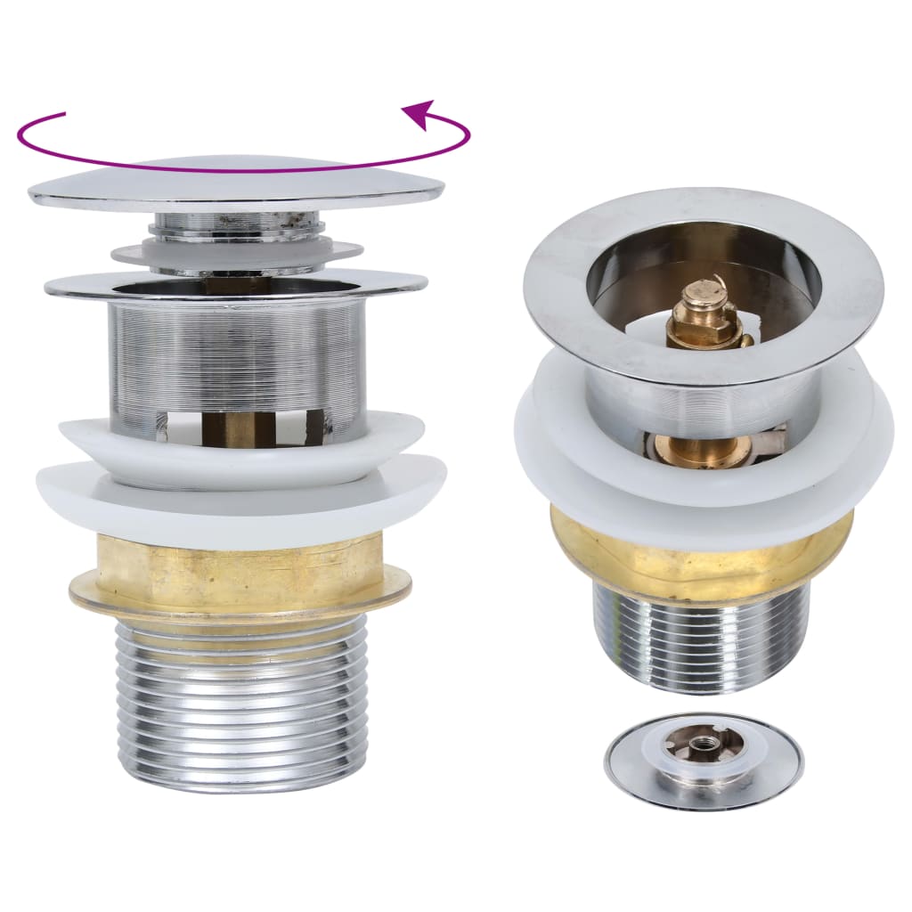 vidaXL Afvoer pop-up met overloop 6,4x6,4x9,1 cm chroomkleurig