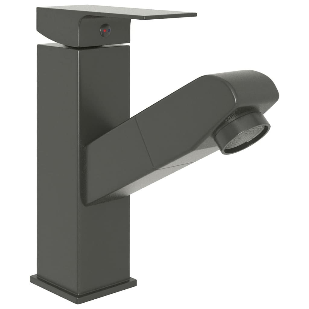 vidaXL Basin Mixer Tap with Pull-Out Function 157x172 mm Black
