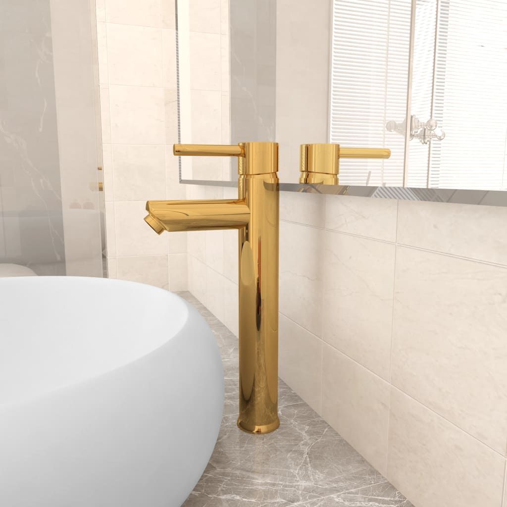 vidaXL Bathroom mixer tap brass