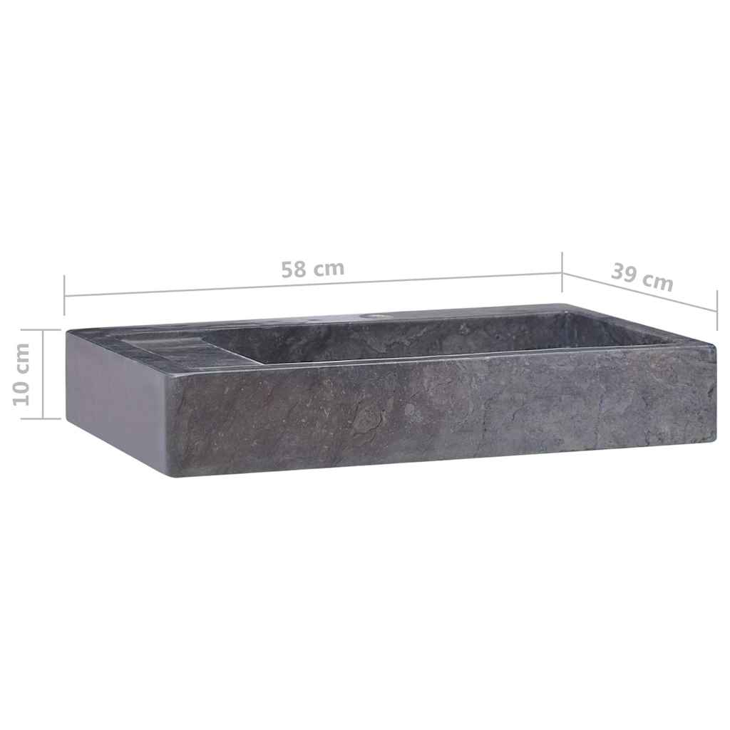 vidaXL Gootsteen 58x39x10 cm marmer zwart