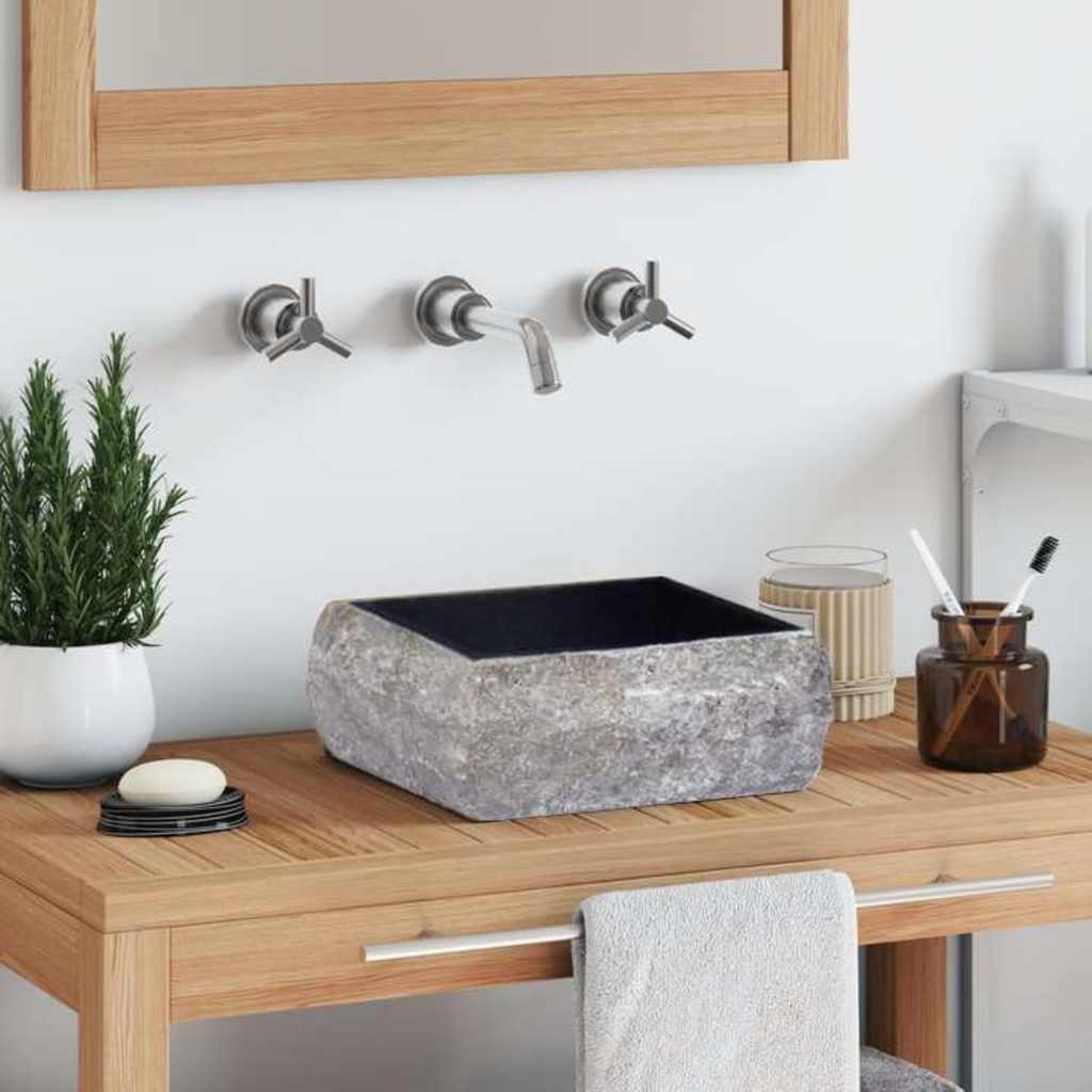 vidaXL Sink 30x30x13 cm Marble Cream