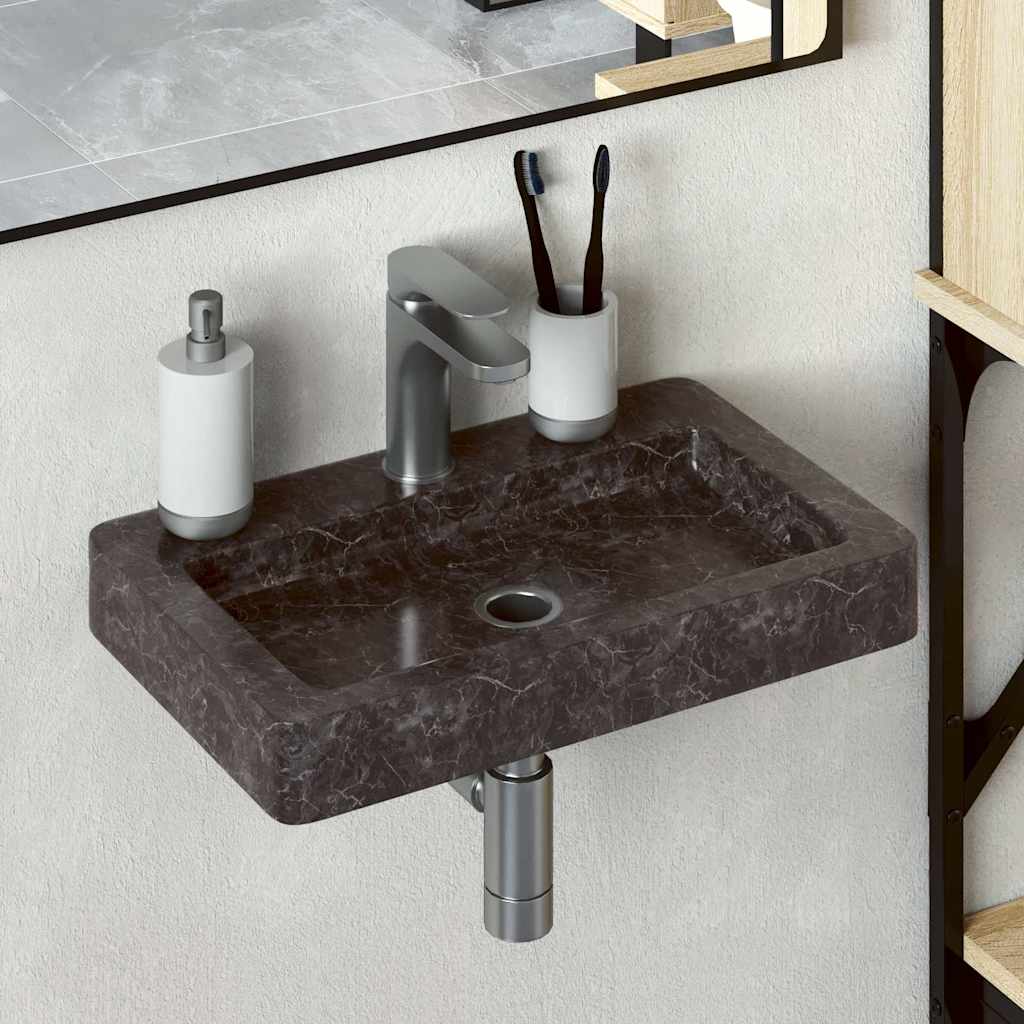 vidaXL Wastafel wandgemonteerd 38x24x6,5 cm marmer crèmekleurig