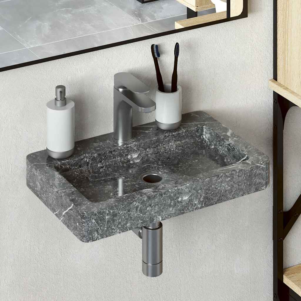 vidaXL Wastafel wandgemonteerd 38x24x6,5 cm marmer crèmekleurig