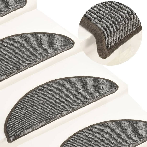 vidaXL Stair Mats 15 pcs 56x17x3 cm Grey Half-round
