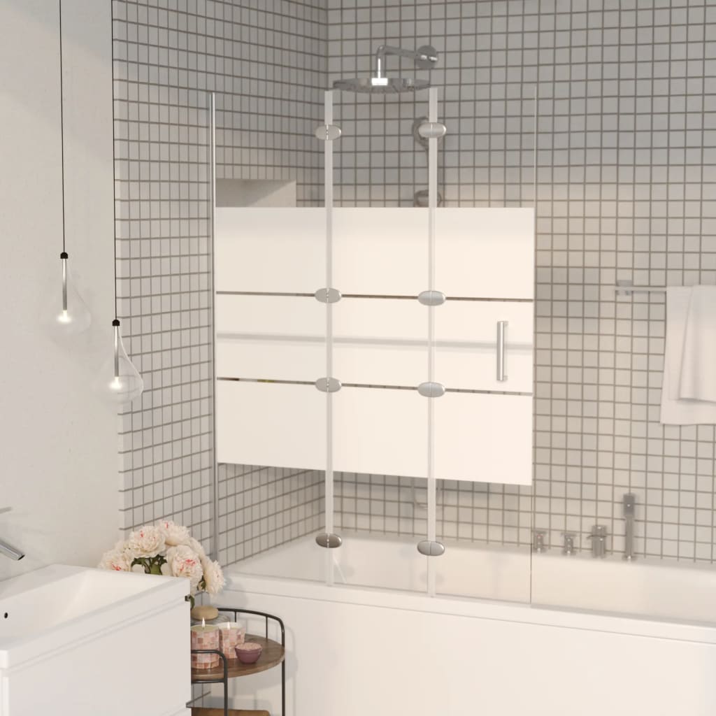 vidaXL Folding Shower Screen 100x140 cm ESG White