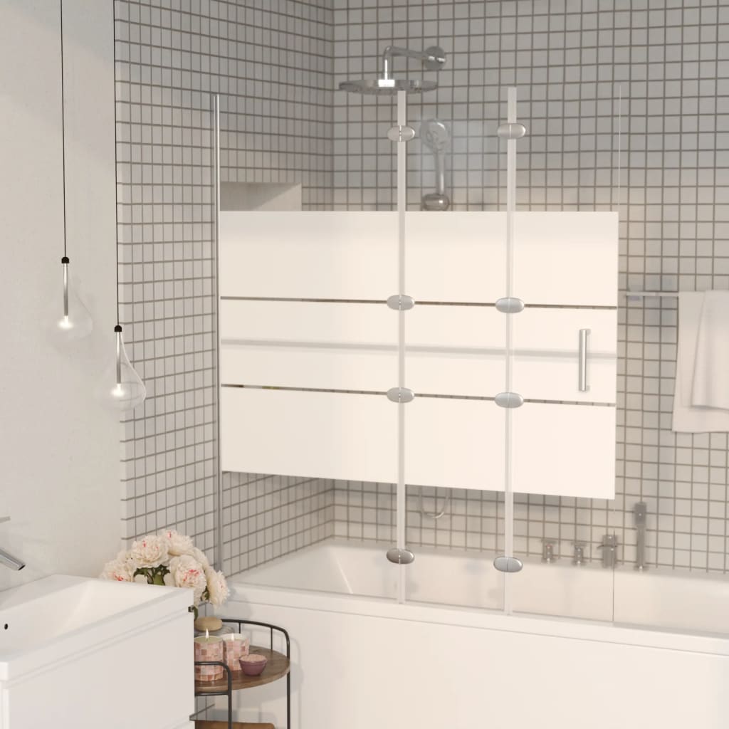vidaXL Folding Shower Screen 100x140 cm ESG White