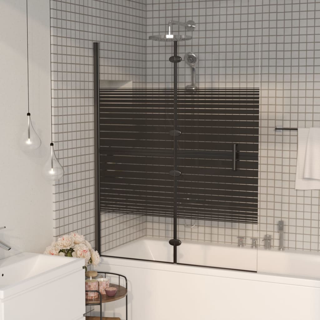 vidaXL Folding Shower Screen 80x140 cm black