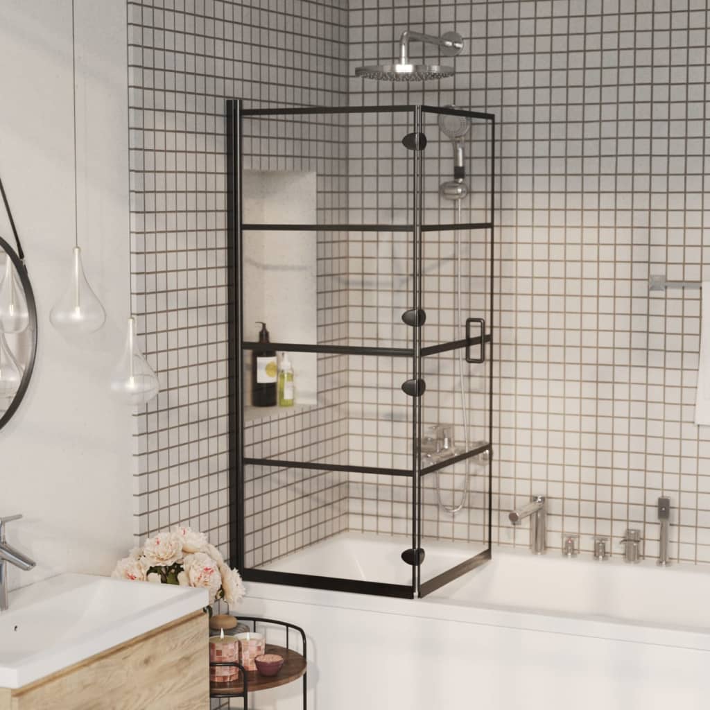 vidaXL Foldable Shower Screen 80x140 cm Black