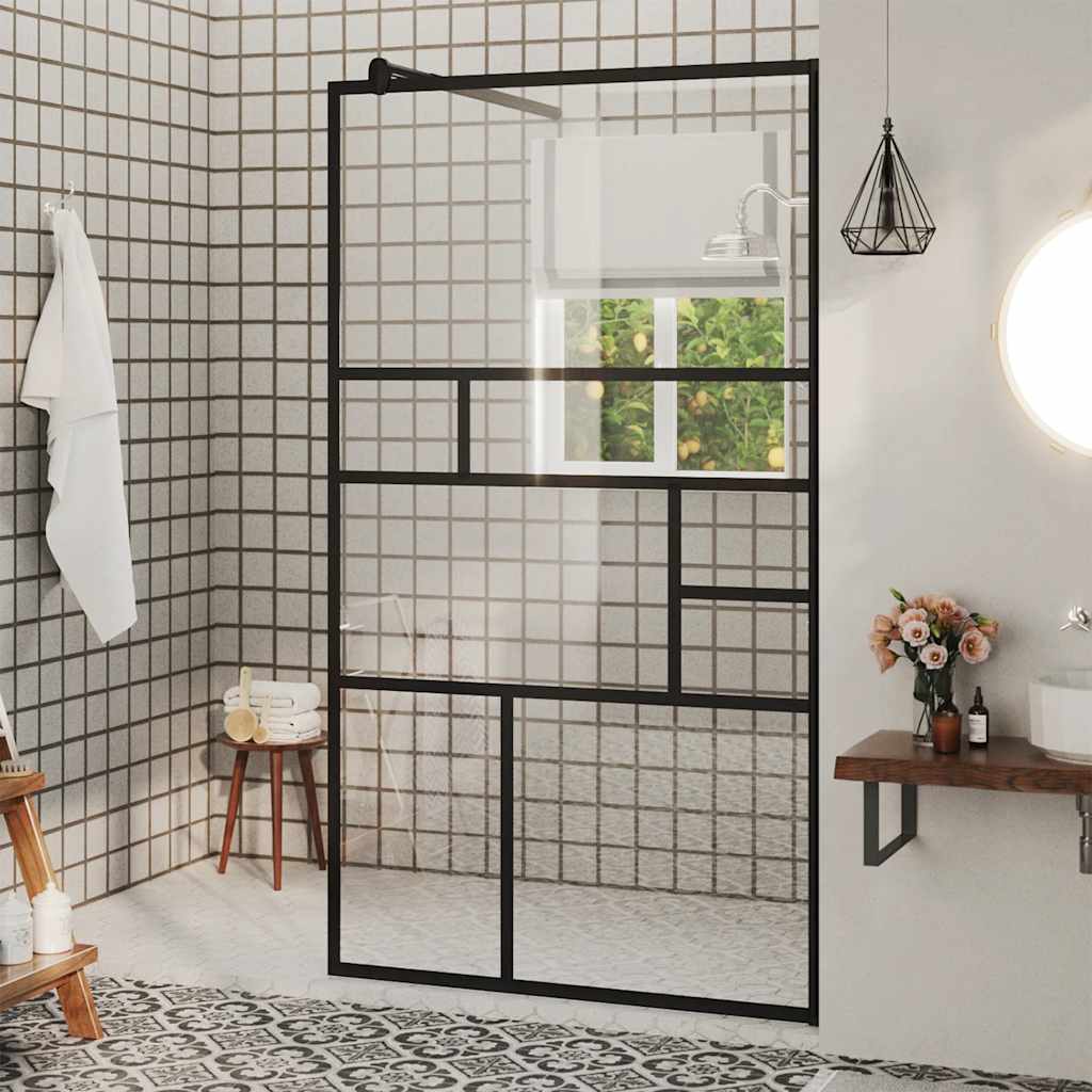vidaXL Walk-in Shower Screen 80x195 cm ESG Safety Glass Transparent and Black
