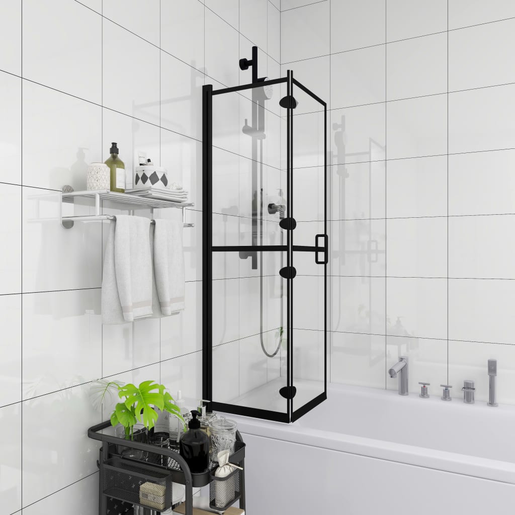 vidaXL Foldable Shower Screen 80x140 cm ESG Black